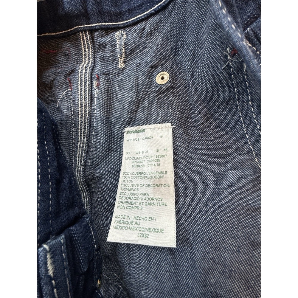 Dickies Womens Denim Overalls Dark Wash Bibs Sz 32x32 Utility Carpenter Workwear - Picture 7 of 8